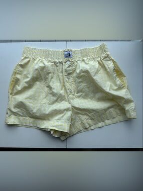 Women's Yellow Elastic Waist Casual Shorts